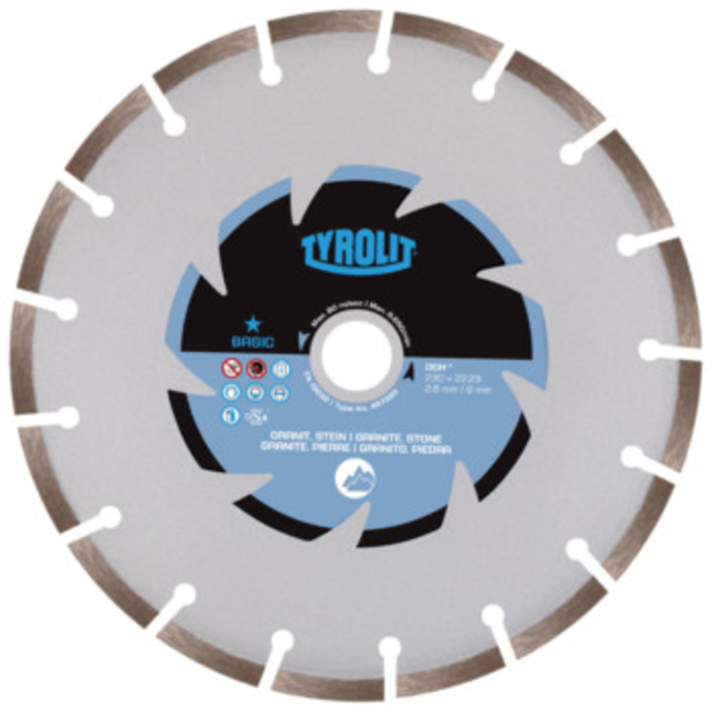 Disque diamant granit pour tronçonnage à sec - sciageportatif diam. 300x2,6x20 BASIC TYROLIT - 467391
