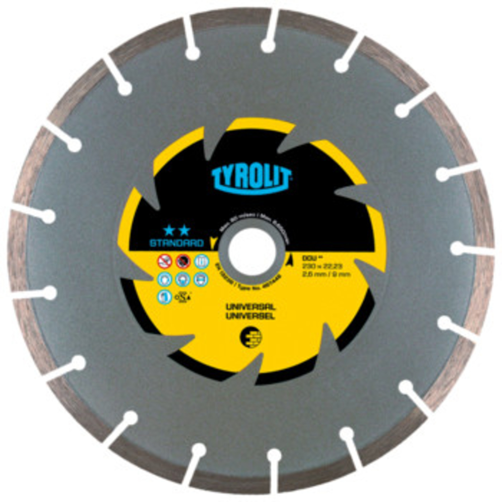 Disque diamant universel - sciage électro-portatif 115x2x22,23 STANDARD TYROLIT - 467443