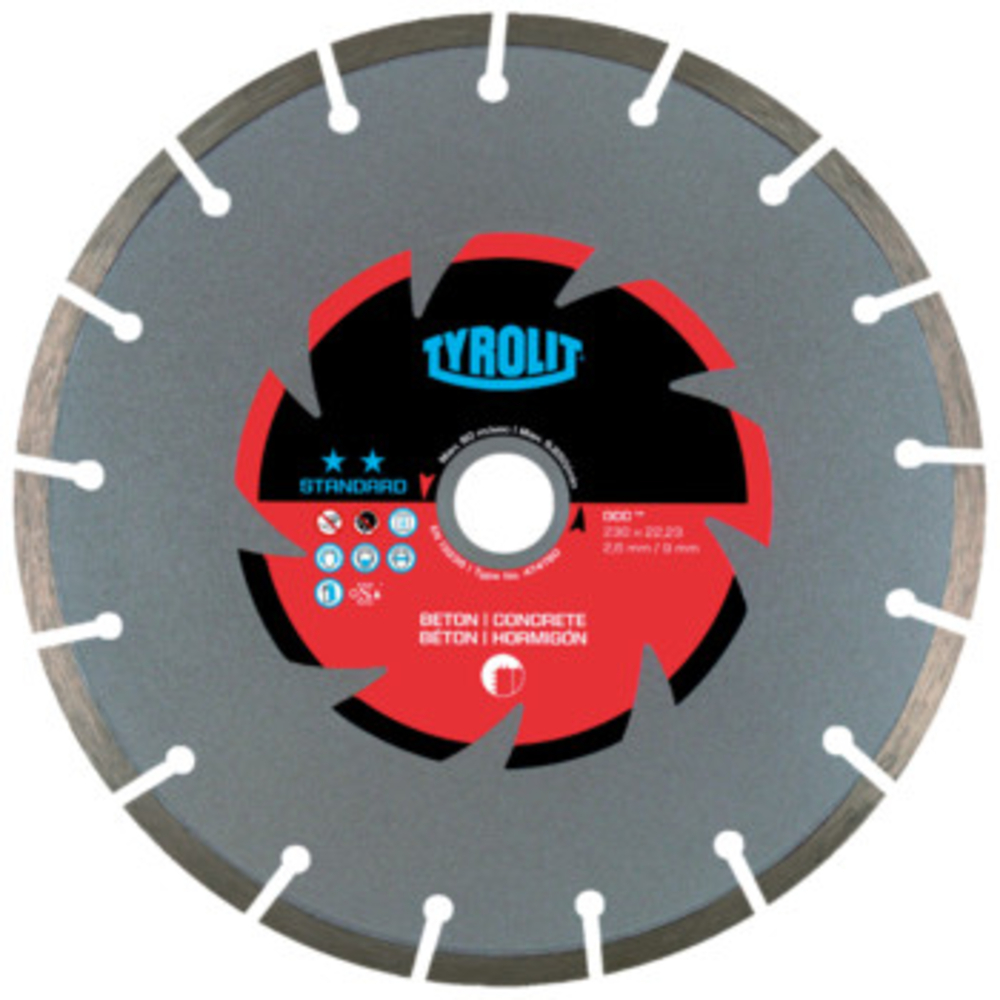 Disque diamant béton - sciage électro-portatif 150x2,6x22,23 STANDARD TYROLIT - 474777