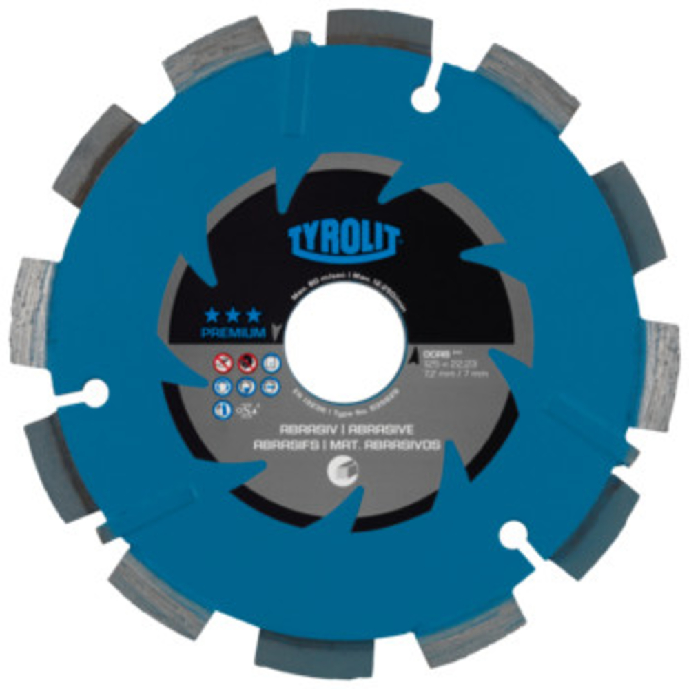 Disque diamant matériaux abrasifs - sciage électro-portatif 115x7,2x22,23 PREMIUM TYROLIT - 563873