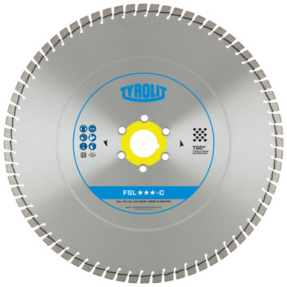 Disque diamant béton pour scies de sol diam. 600x3,9x60/25,4 PREMIUM TYROLIT - 648205