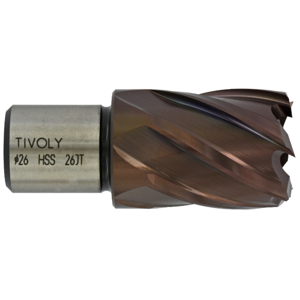 Fraise à carotter HSS revêtement TiAlN - Série courte - Weldon TIVOLY - 10370011500