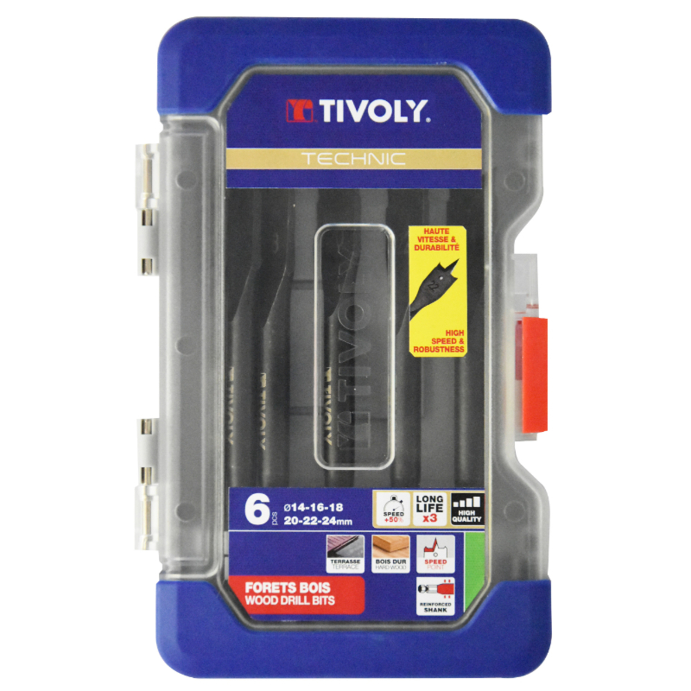 6 mèches bois plates Ø 14 à 24mm TIVOLY - 10802570001