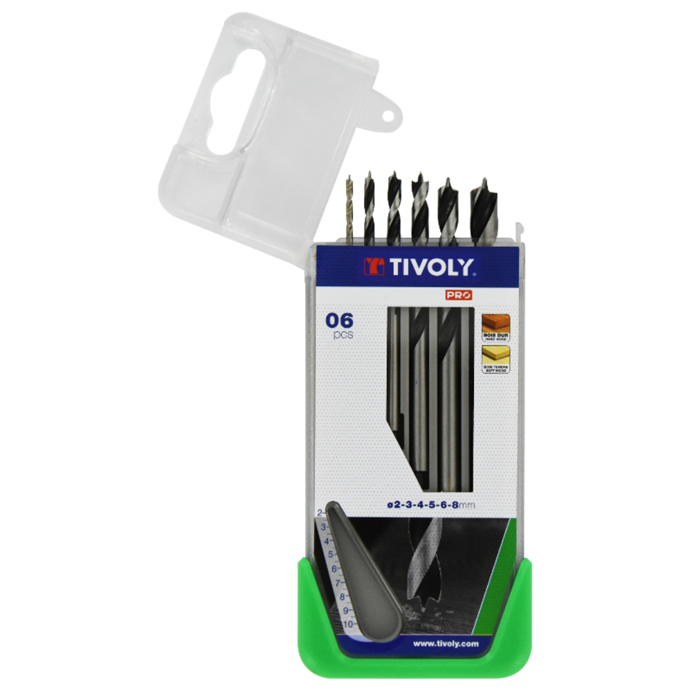 6 forets bois 3 pointes Ø 2 à 8mm TIVOLY - 10804170005