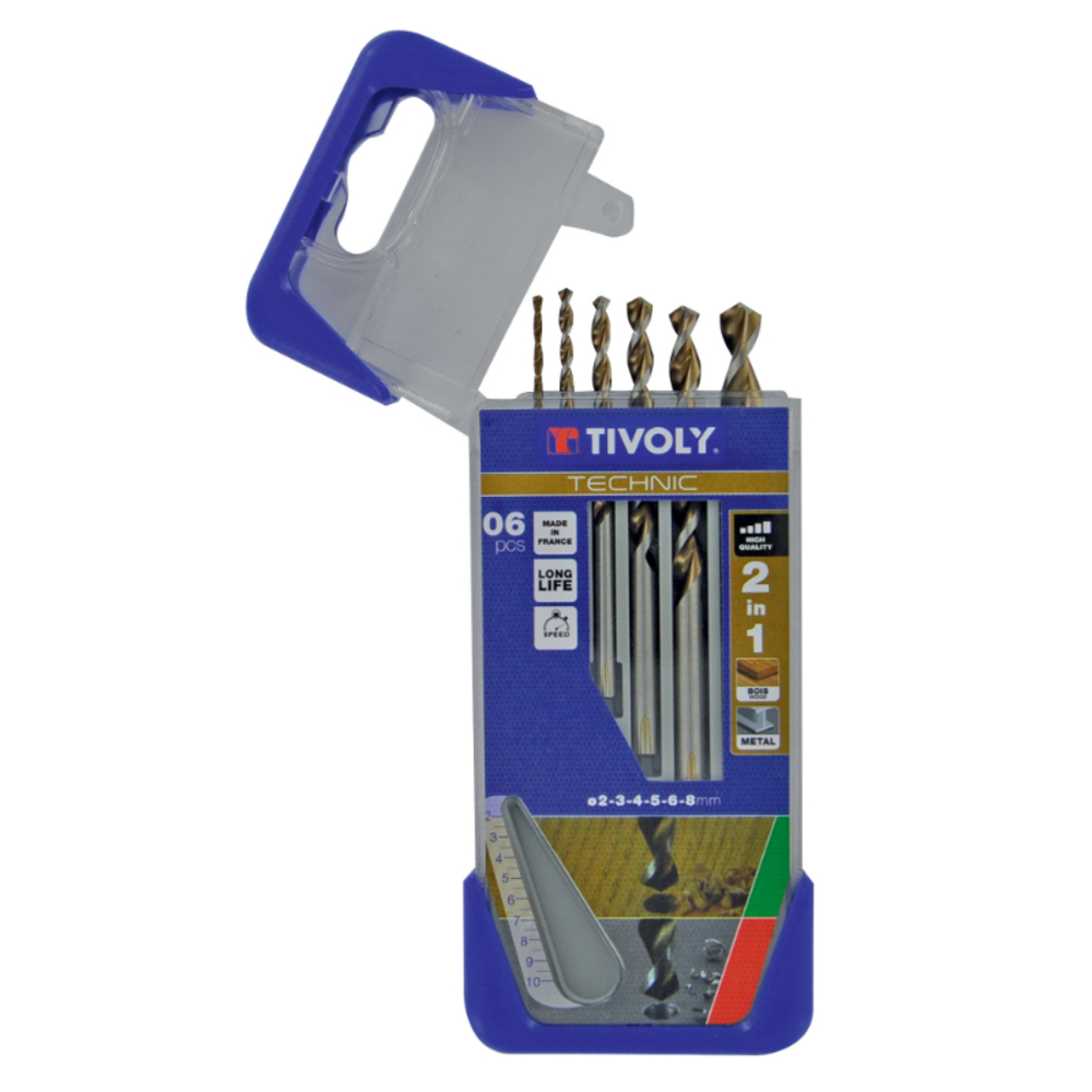6 forets 2en1 bois metal HSS Ø 2 à 8mm TIVOLY - 10804470002