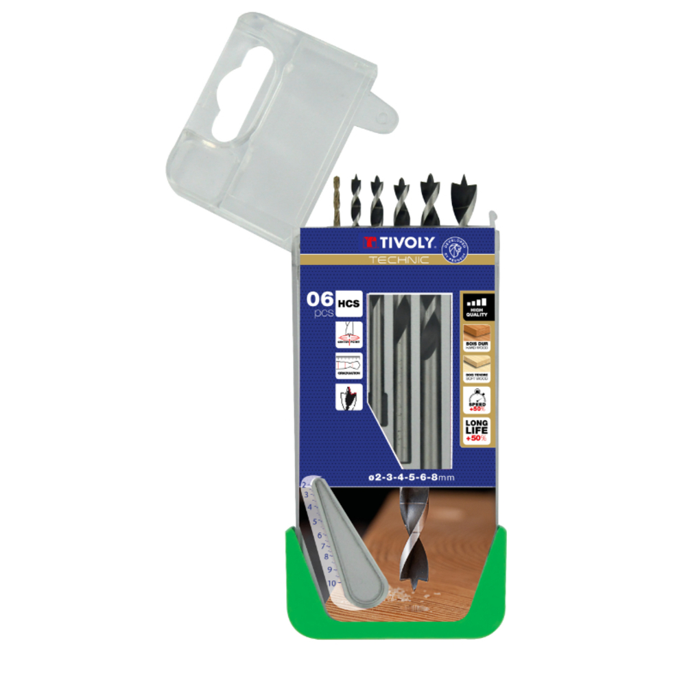 6 forets bois 3 pointes gradués SLR Ø 2 à 8mm TIVOLY - 10863870016