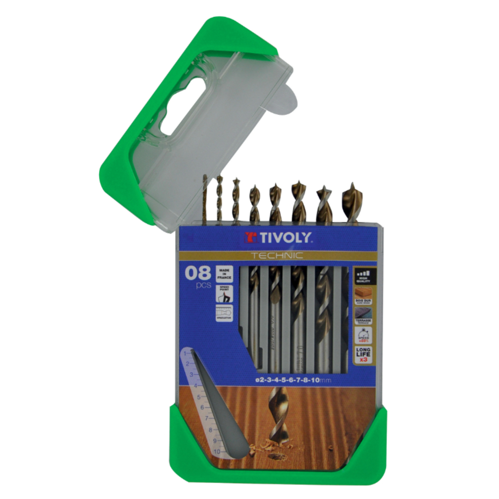8 forets bois speed point Ø 2 à 10mm TIVOLY - 10864070001