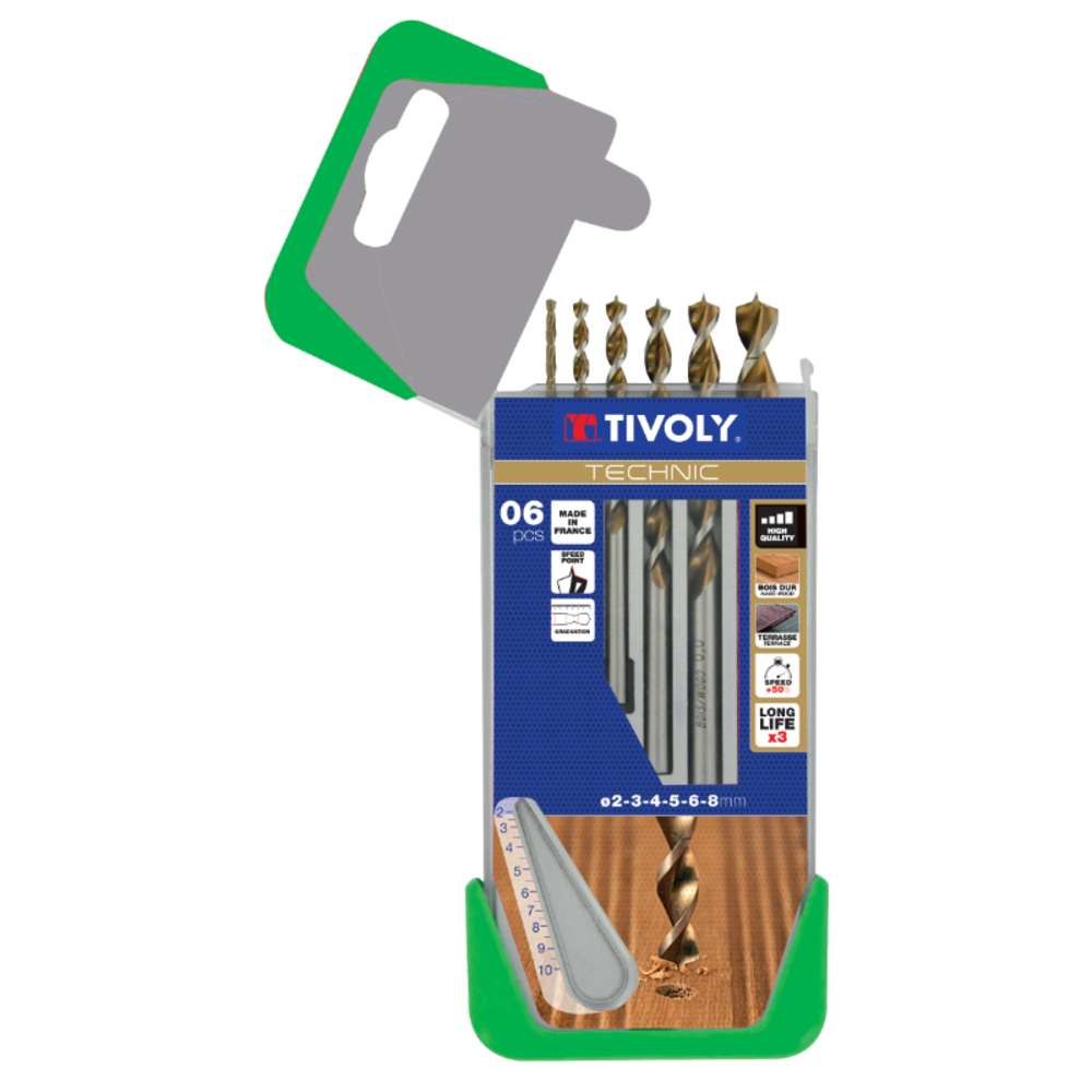 6 forets bois speed point Ø 2 à 8mm TIVOLY - 10864070002