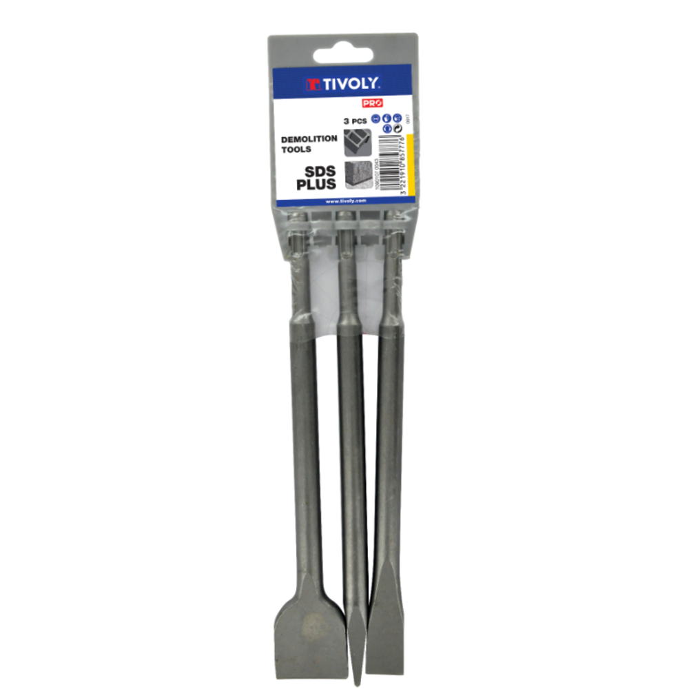3 pièces - Pic & burins PACK DEMOLITION SDS+ L250mm TIVOLY - 10901070043
