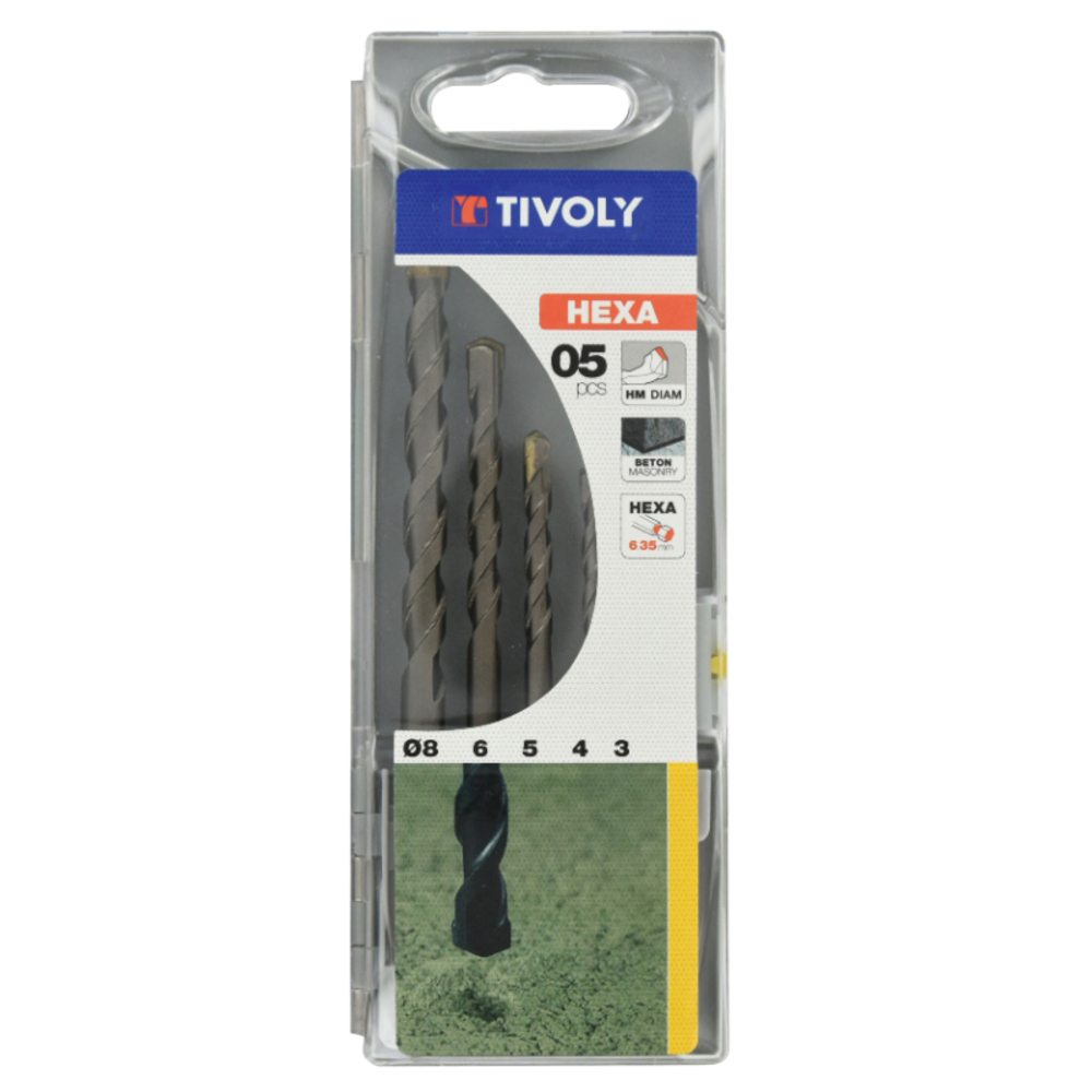 5 forets béton queue hexagonale Ø 3 à 8mm TIVOLY - 10901670001