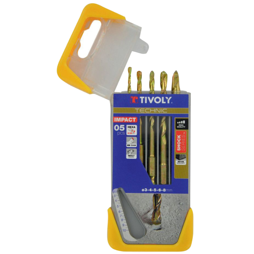 5 forets béton queue hexagonale shock serie Ø 3 à 8mm TIVOLY - 10901670002