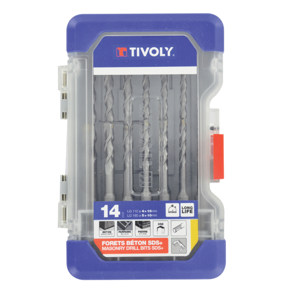 14 forets béton SDS+ L 110- 160mm Ø 4 à 10mm TIVOLY - 10904870001