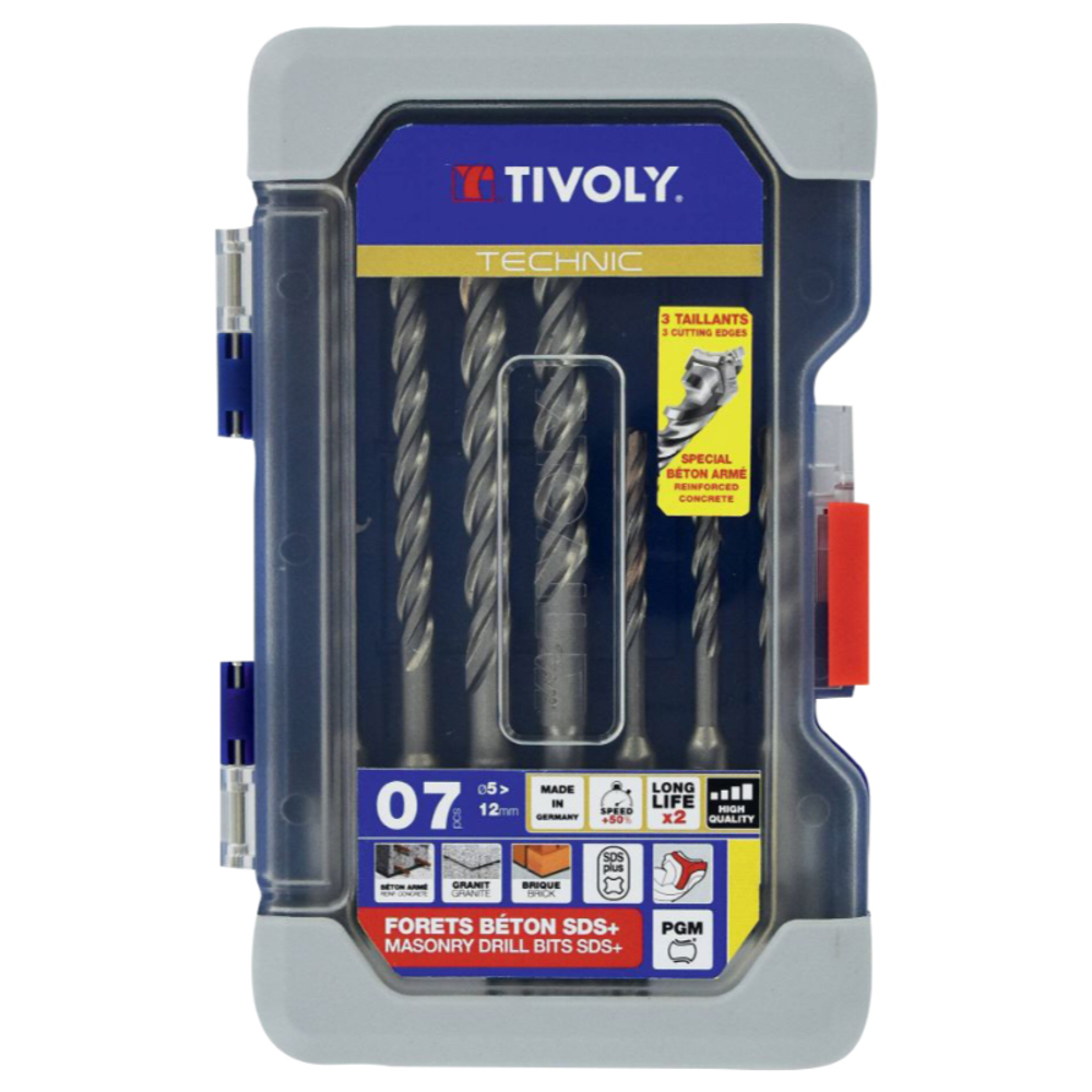 7 forets MASTER3 SDS+ 3 Taillants L 110- 160mm Ø 5 à 12mm TIVOLY - 10922770003