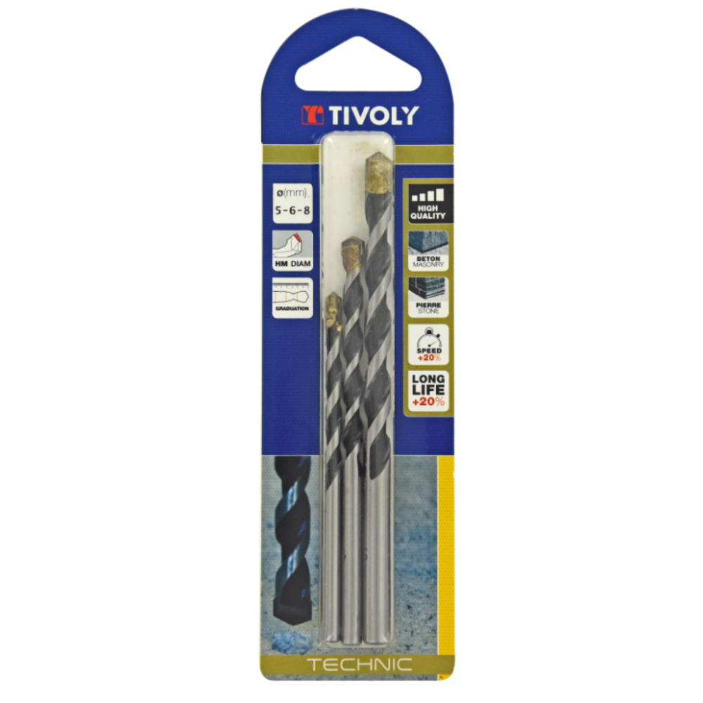 3 forets béton gradués SLR Ø 5 à 8mm TIVOLY - 10960370003
