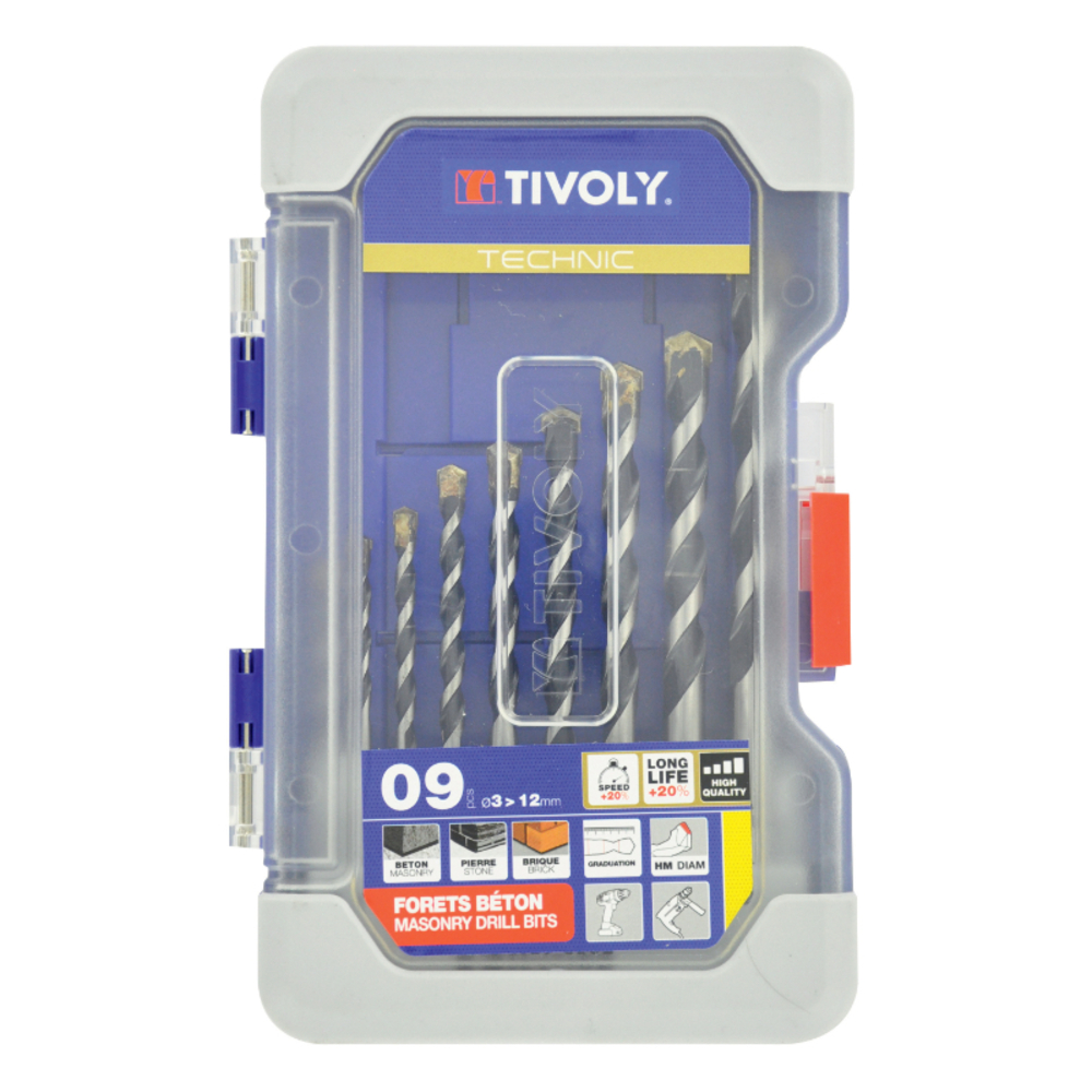 9 forets béton gradués SLR Ø 3 à 12mm TIVOLY - 10960370018