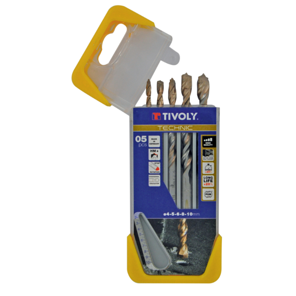 5 forets béton gradués SLR Ø 4 à 10mm TIVOLY - 10960570002