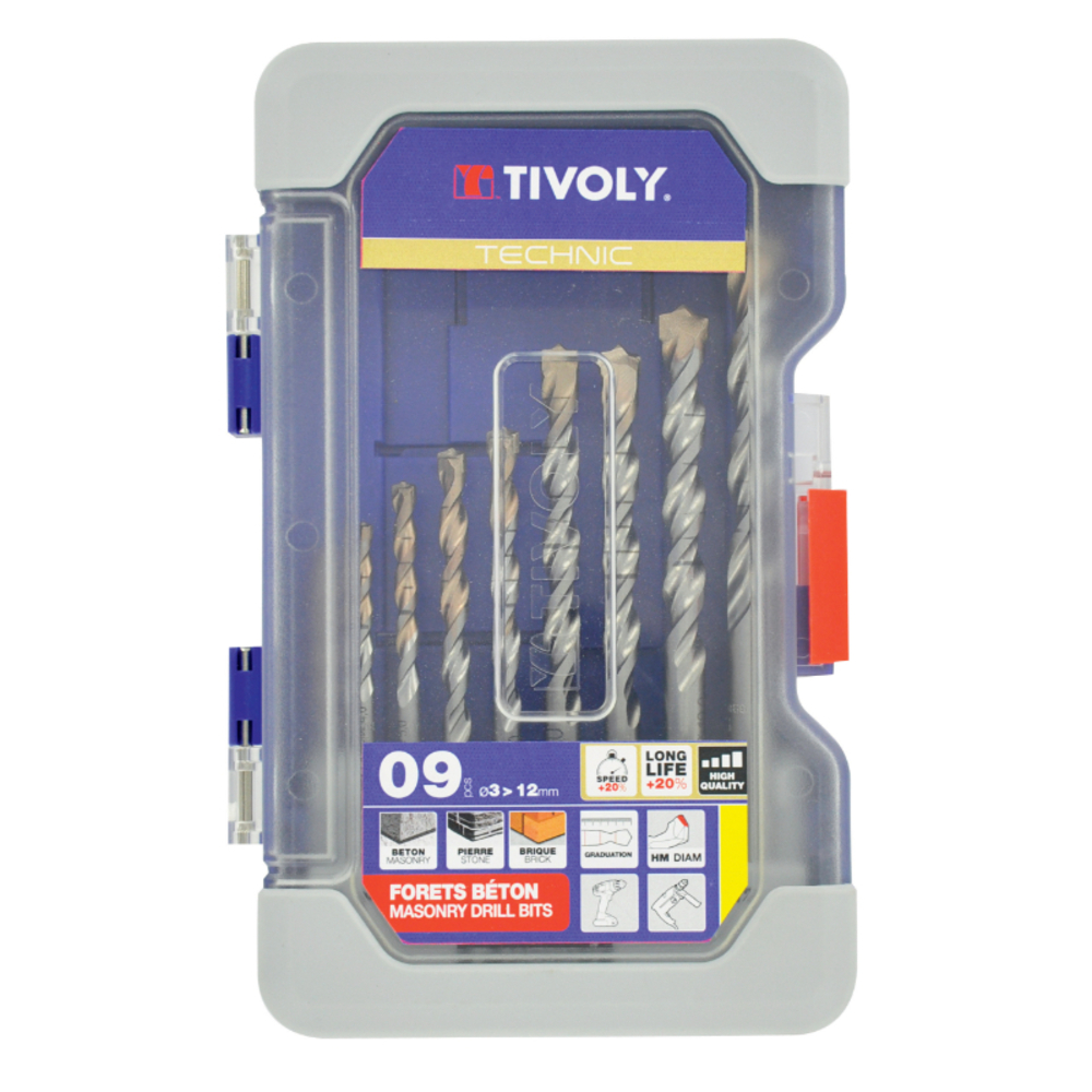 9 forets béton gradués SLR Ø 3 à 12mm TIVOLY - 10960570018