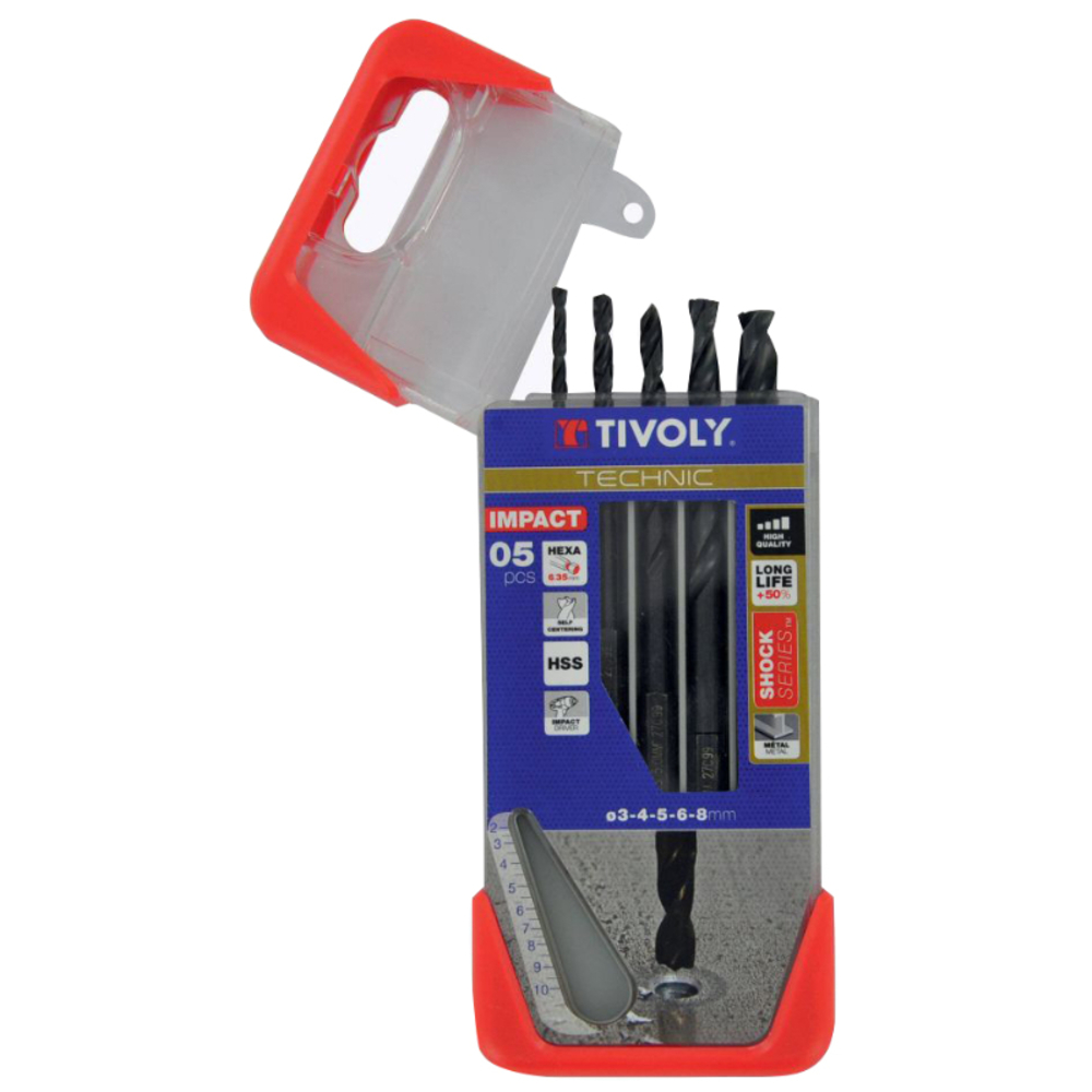 5 forets métal HSS taillé meulé affûtage spécial queue hexagonale 6,35mm Ø 2 à 6mm TIVOLY - 11434370002