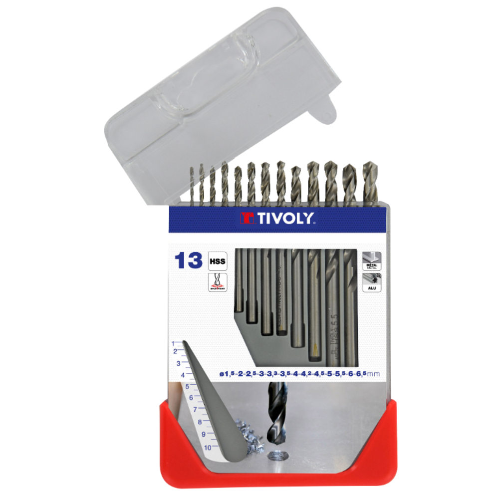 13 Forets métaux HSS taillés meulés - pointe en croix ø 1,5 à 6,5mm TIVOLY - 11437770003