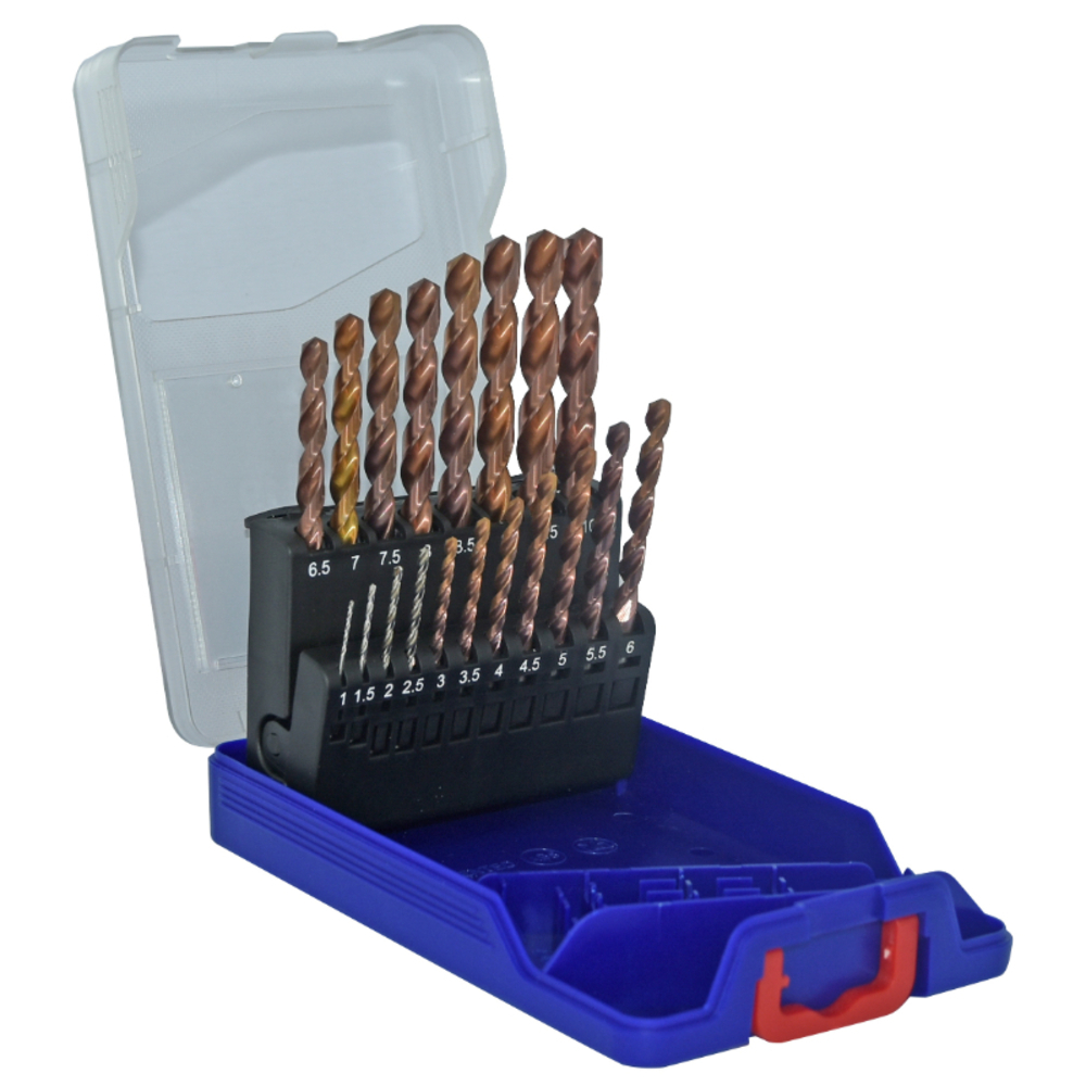 19 forets métaux FURIUS HSS revêtus FUSIO pointe en croix Ø 1 à 10mm par 1/2 PREMIUM TIVOLY - 11454170015