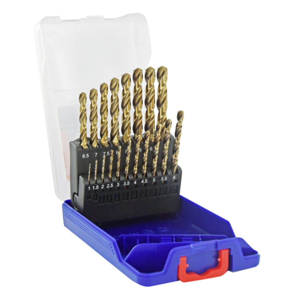 19 forets métaux HSS-E5 (Cobalt 5%) pointe en croix Ø 1 à 10mm par 1/2 TIVOLY - 11455070015