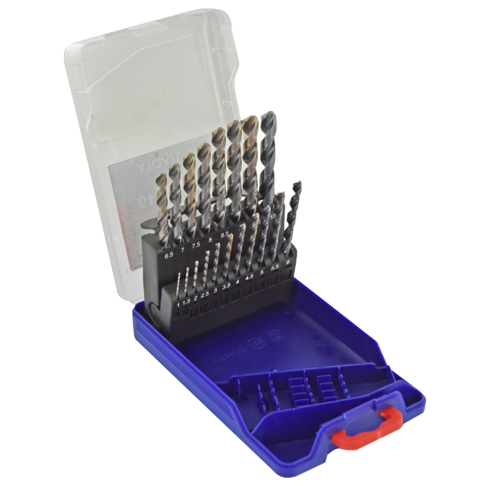 19 forets métaux TBX HSSE5% cobalt revêtus blade 4 faces Ø 1 à 10mm par 1/2 PREMIUM TIVOLY - 11456170015