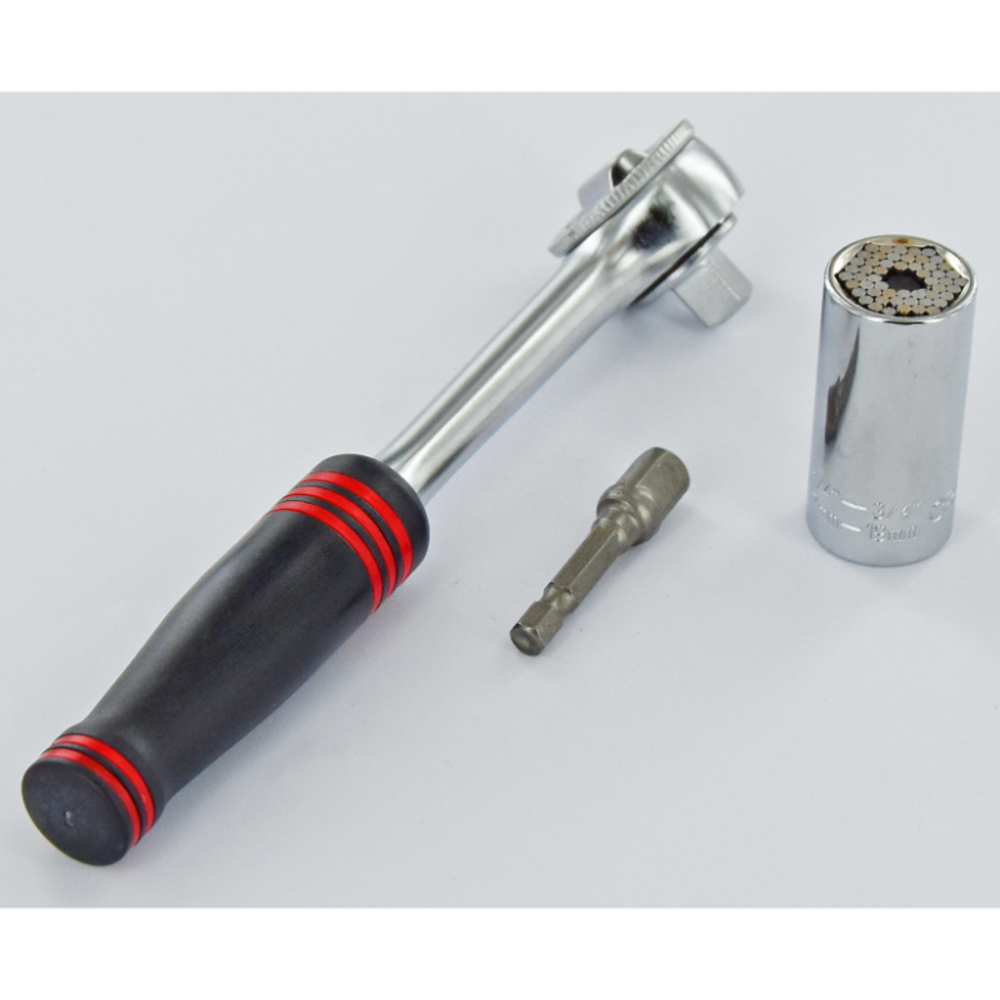 Douille universelle + 1 clé à cliquet + 1 porte douille TIVOLY - 11501420002