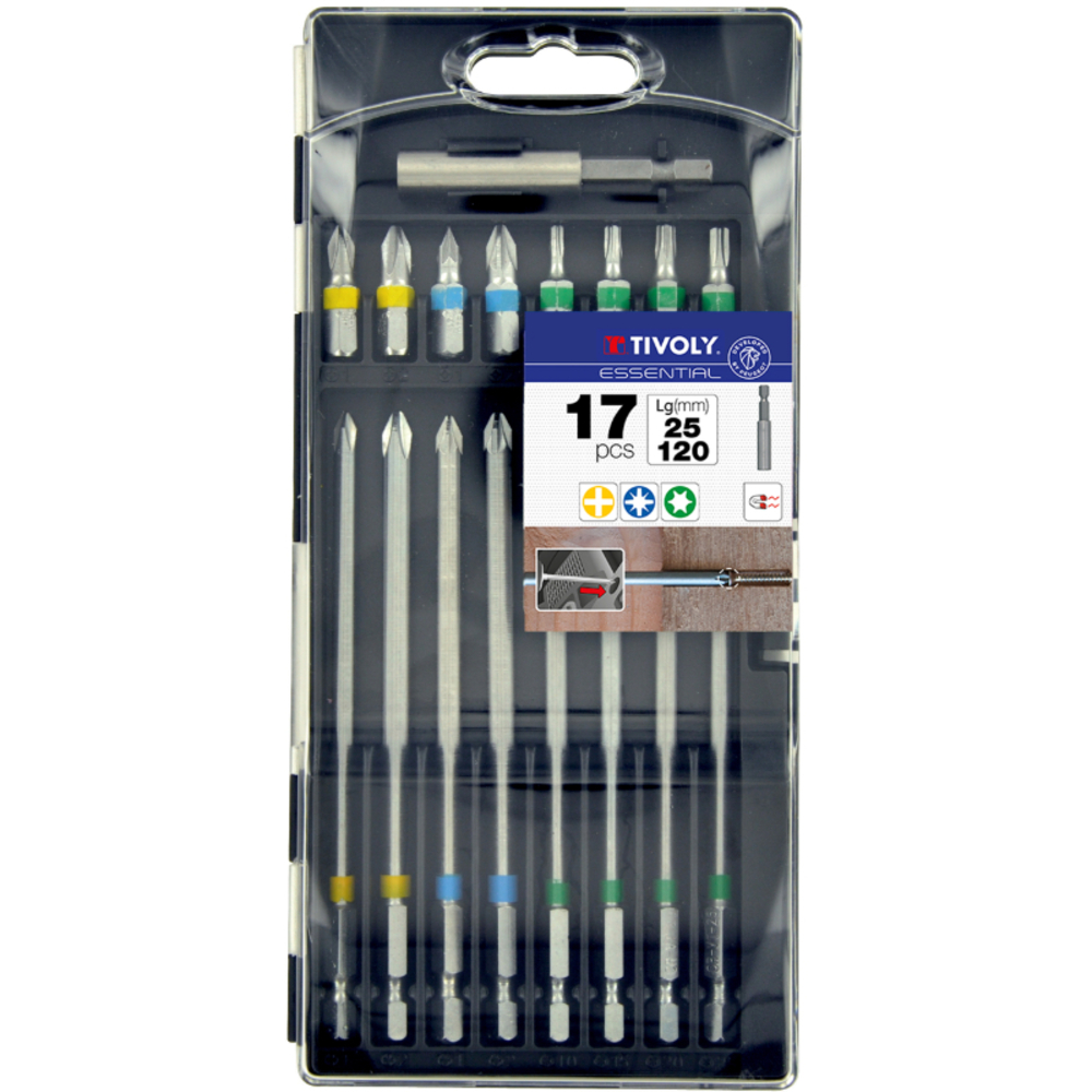 17 pièces -16 embouts extra longs L120mm bagués + 1 porte-embout TIVOLY - 11501570038