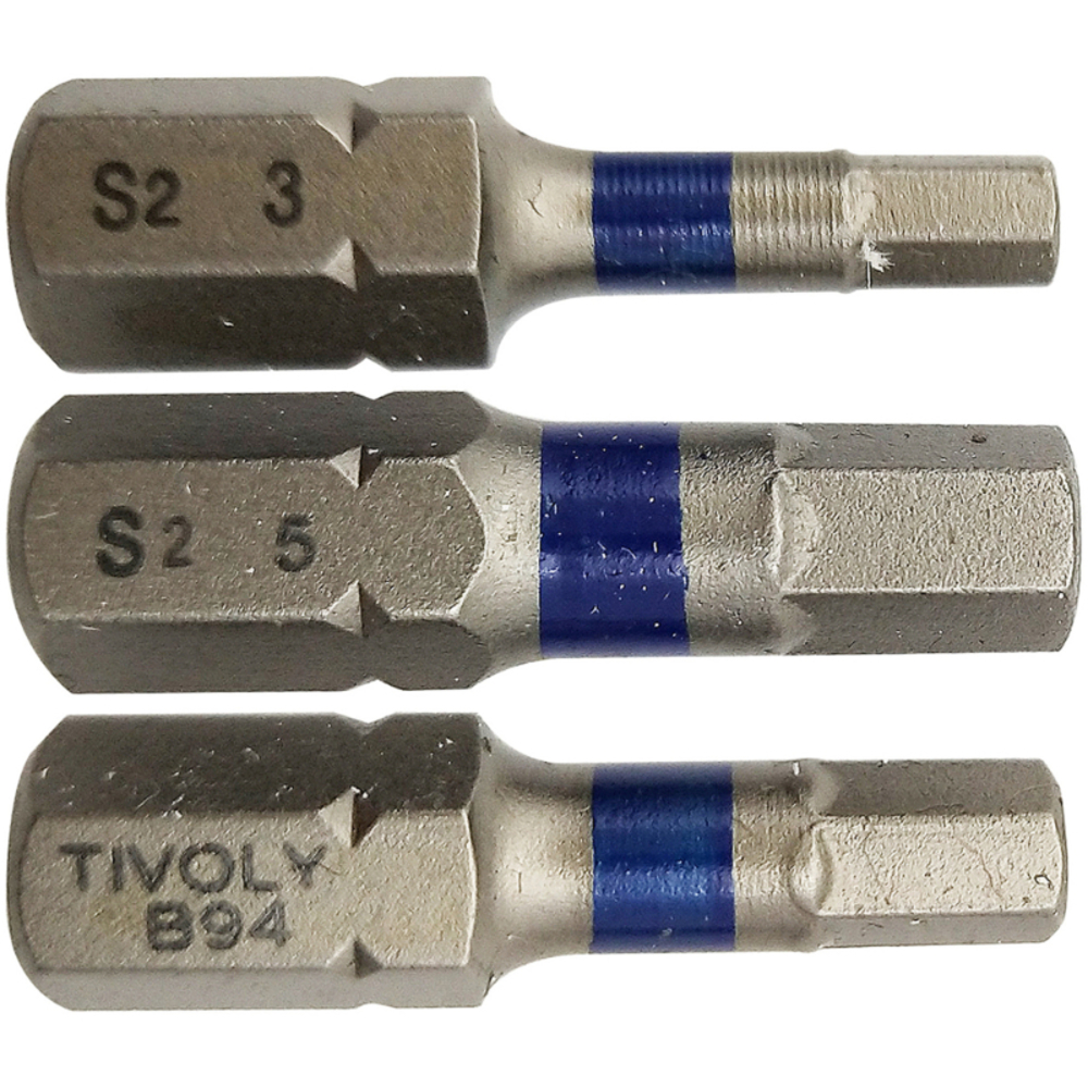 Embout de vissage -Torsion -Pour vis 6 pans (Blister) N°: 3/4/5 / L: 25 TIVOLY - 11520620001