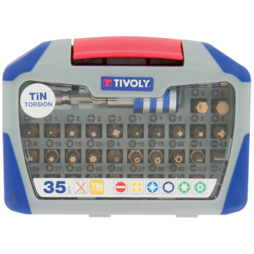 35 pièces -34 embouts torsion revêtus TiN + 1 porte-embout magnétique Quick change TIVOLY - 11521572004