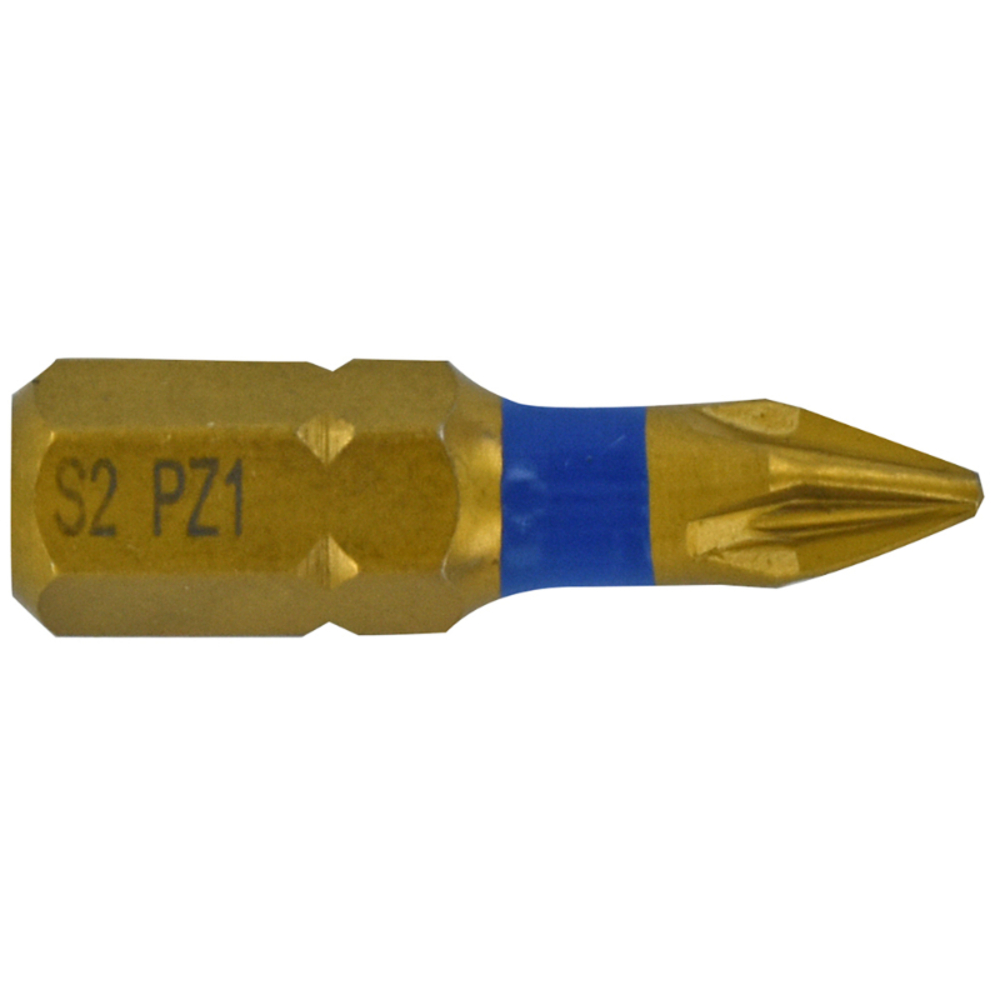 Embout de vissage -Torsion TiN -Pour vis Pozidriv (Blister) N°: N1 / L: 25 TIVOLY - 11522220100