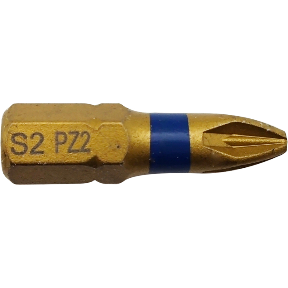 Embout de vissage -Torsion TiN -Pour vis Pozidriv (Blister) N°: N2 / L: 25 TIVOLY - 11522220200