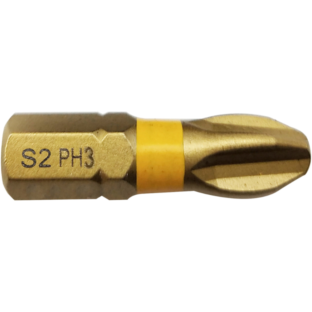 Embout de vissage -Torsion TiN -Pour vis Phillips (Blister) N°: N3 / L: 25 TIVOLY - 11522320300