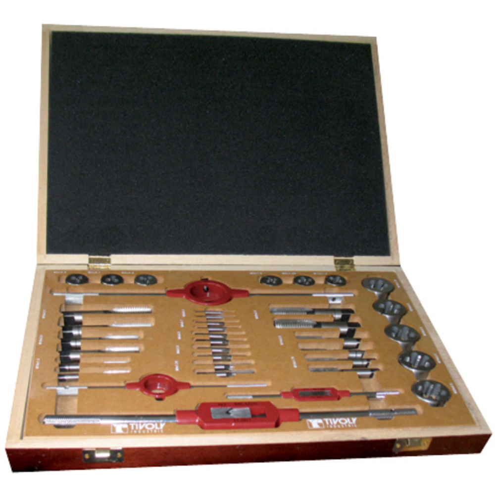 37 pièces - 11 jeux de 2 tarauds HSS DIN352 + 11 filières M3 à M20 Tournes à gauche N°1-3 Porte-filières 25,4-38,1 TECHNIC TIVOLY - 11900870006