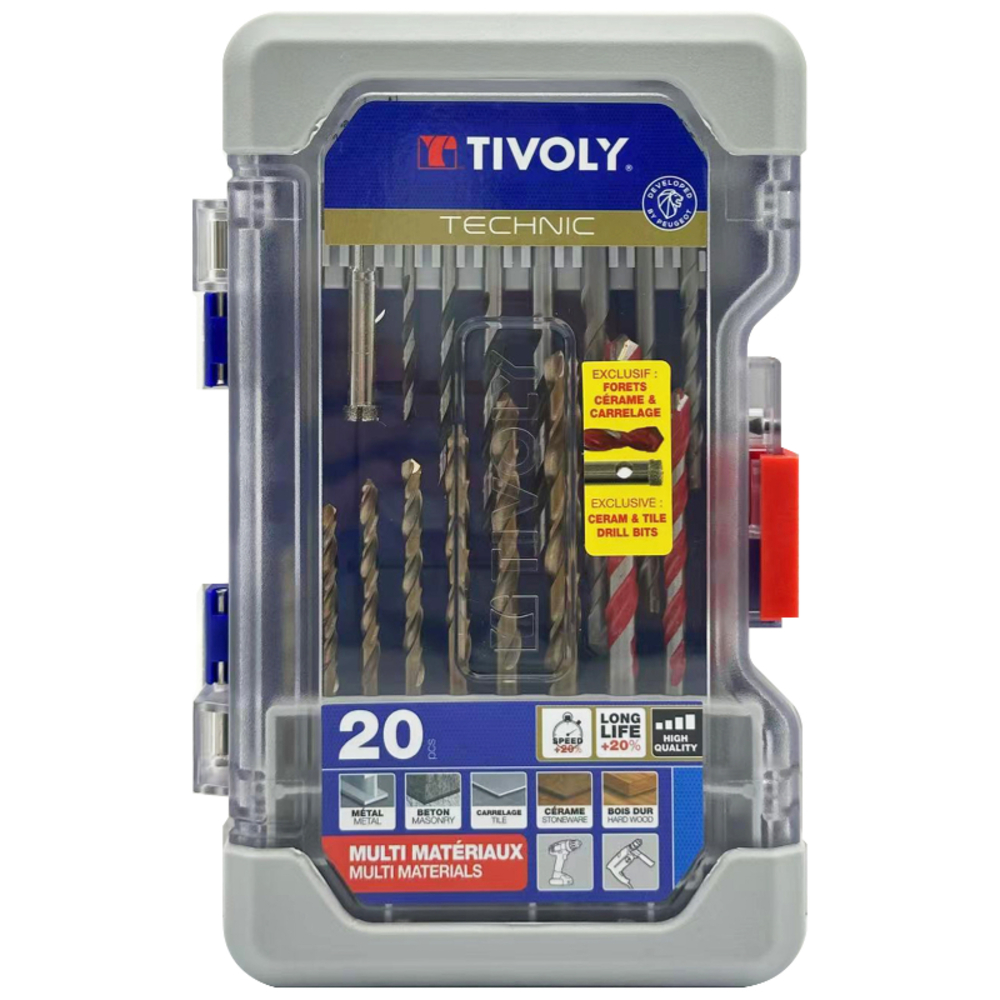 20 pièces -Coffret RANGER -Forets mixtes multi-matériaux TIVOLY - 11901170054
