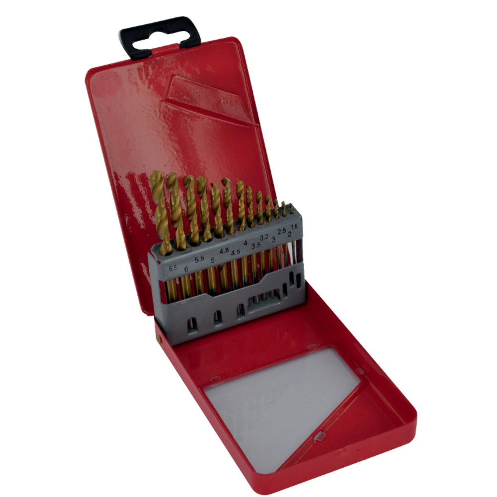 13 forets métaux HSS laminés revêtus TiN Ø 1,5 à 6,5mm par 1/2 TIVOLY - 50200170005