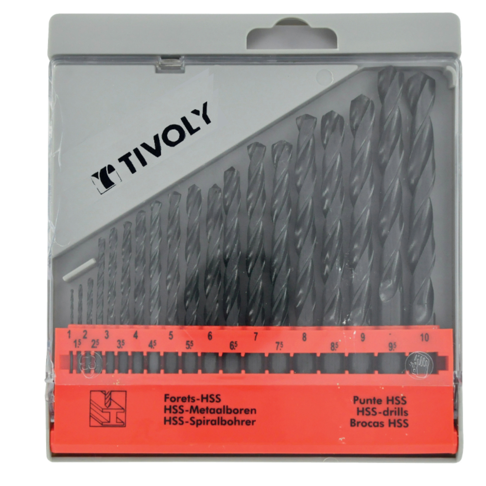 19 forets métaux HSS laminés Ø 1 à 10mm par 1/2 TIVOLY - 50200170009