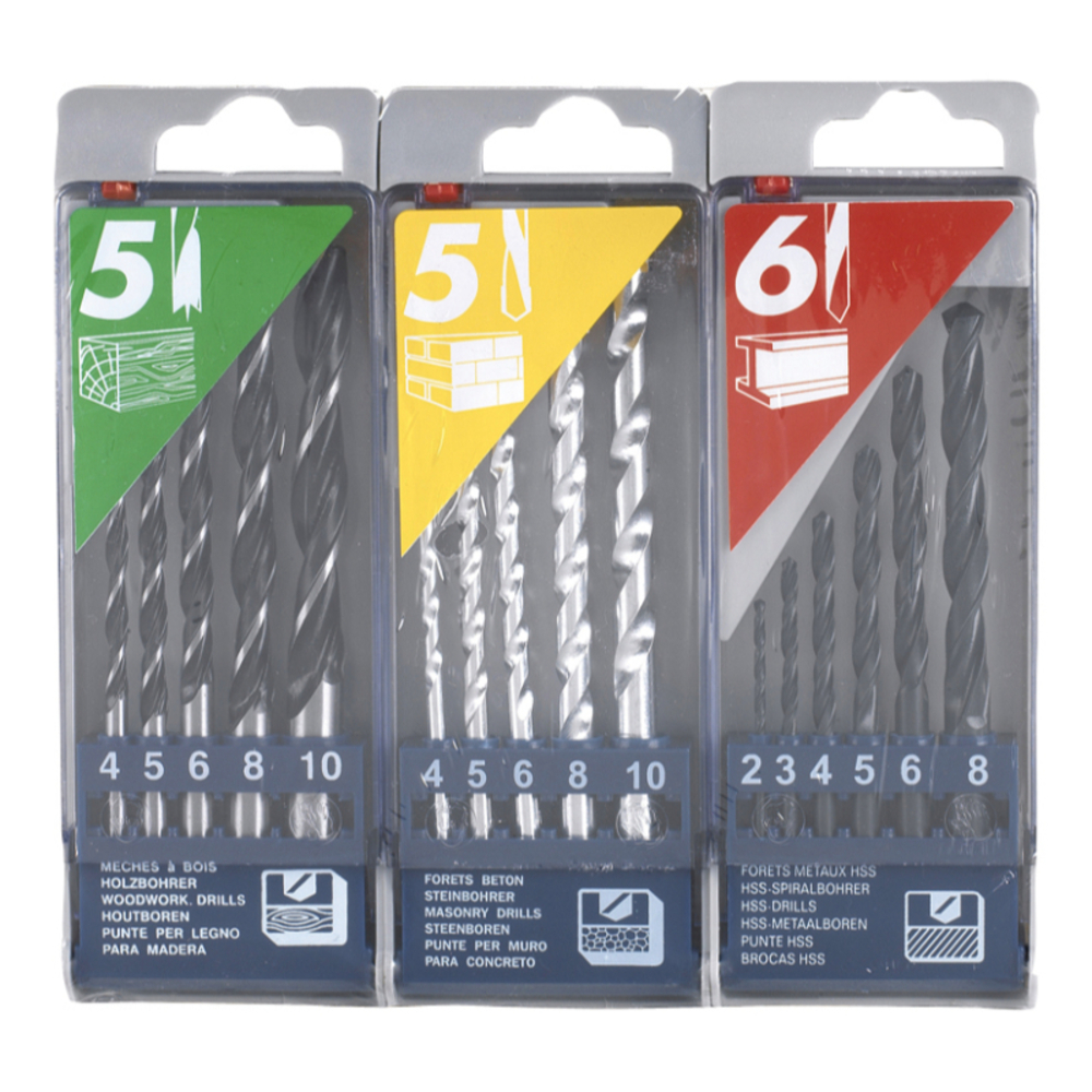 16 pièces -1 lot de 3 coffrets forets métal béton bois TIVOLY - 91901170001