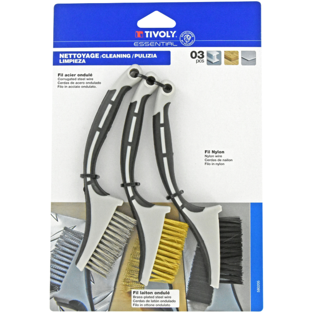 3 pièces : mini-brosses à main manche plastique TIVOLY - XT20252580205