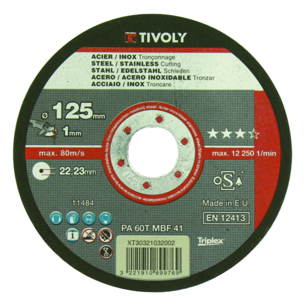 Disque à tronçonner -Spécial faible épaisseur -Pour le métal / Ø: 115 / Ep: 1 TIVOLY - XT30321032001
