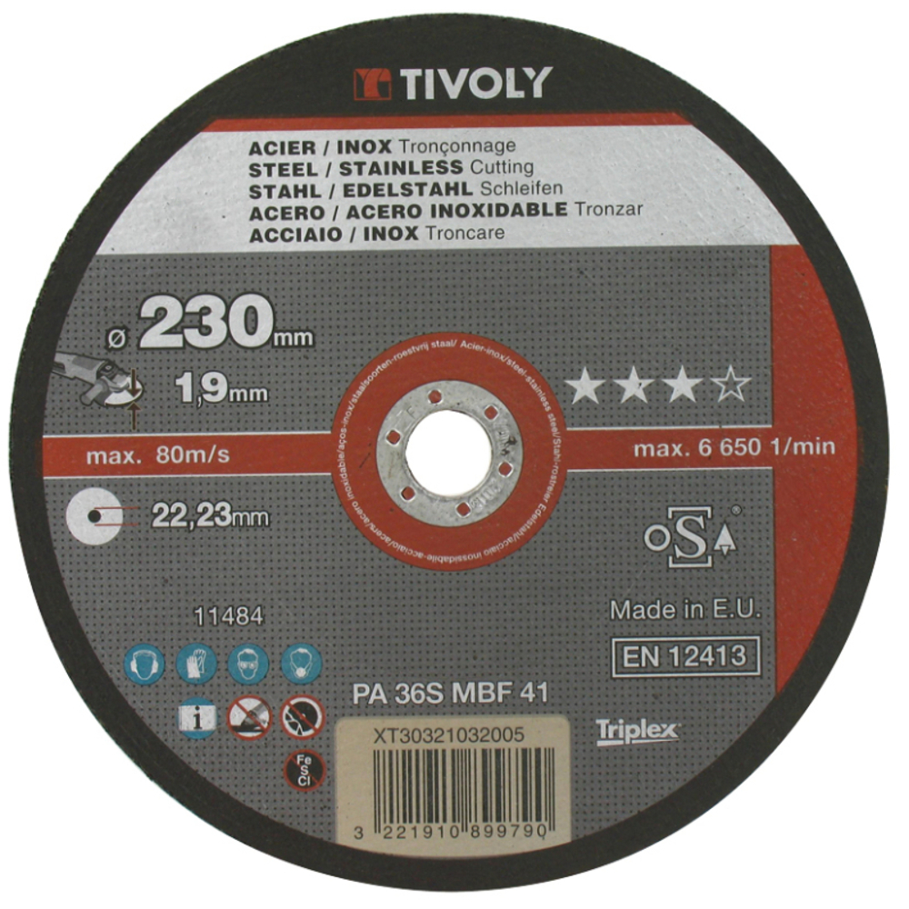 Disque à tronçonner -Gamme Best Sellers -Pour le métal / Ø: 230 / Ep: 1.9 TIVOLY - XT30321032005