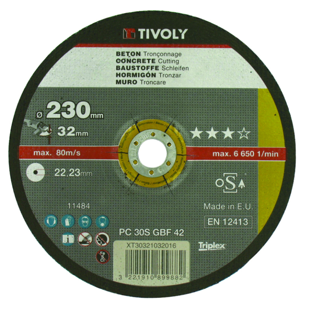 Disque à tronçonner -Gamme Best Sellers -Pour matériaux / Ø: 230 / Ep: 3.2 TIVOLY - XT30321032016
