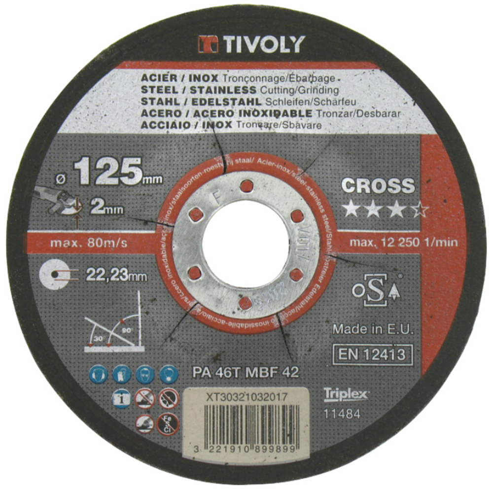 Disque à tronçonner et d'ébavurage -Pour le métal -CROSS 2 EN 1 / Ø: 125 / Ep: 2 TIVOLY - XT30321032017