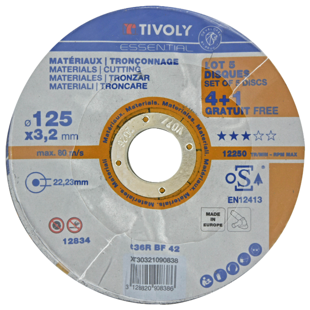 Disque à tronçonner -Gamme Économique -Pour matériaux / Ø: 115 / Ep: 3.2 TIVOLY - XT30321090836