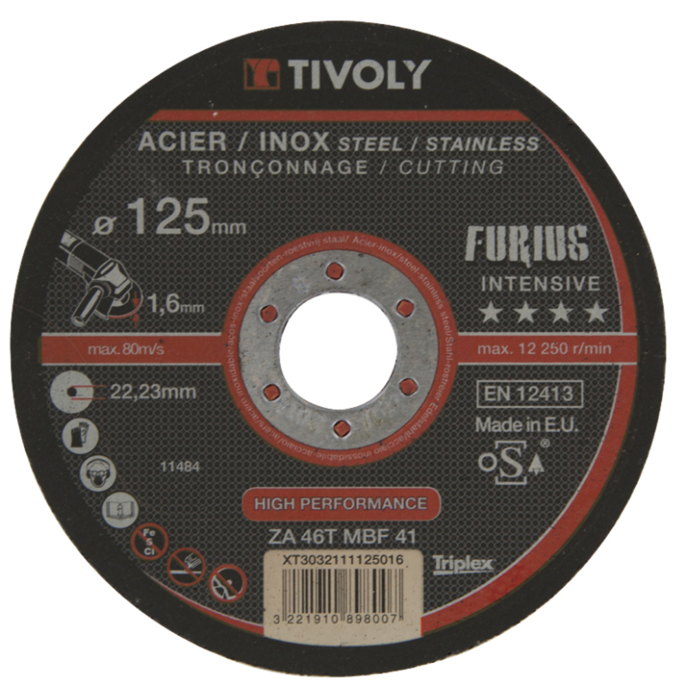 Disque à tronçonner FURIUS -pour le métal (Boite) / Ø: 230 / Ep: 1.9 TIVOLY - XT3032111230019