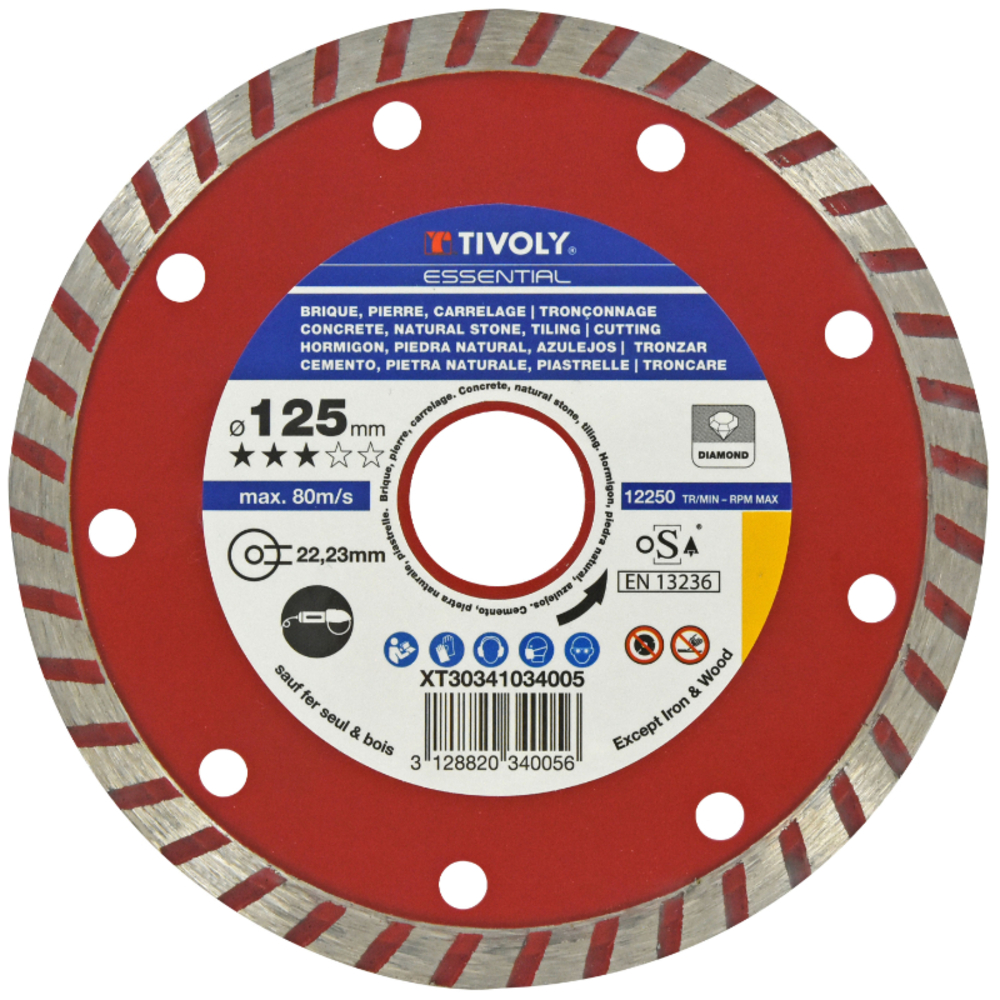 Disque DIAMANT -MULTI MATERIAUX -Gamme Économique / Ø: 125 / Ep: 1.6 TIVOLY - XT30341034005