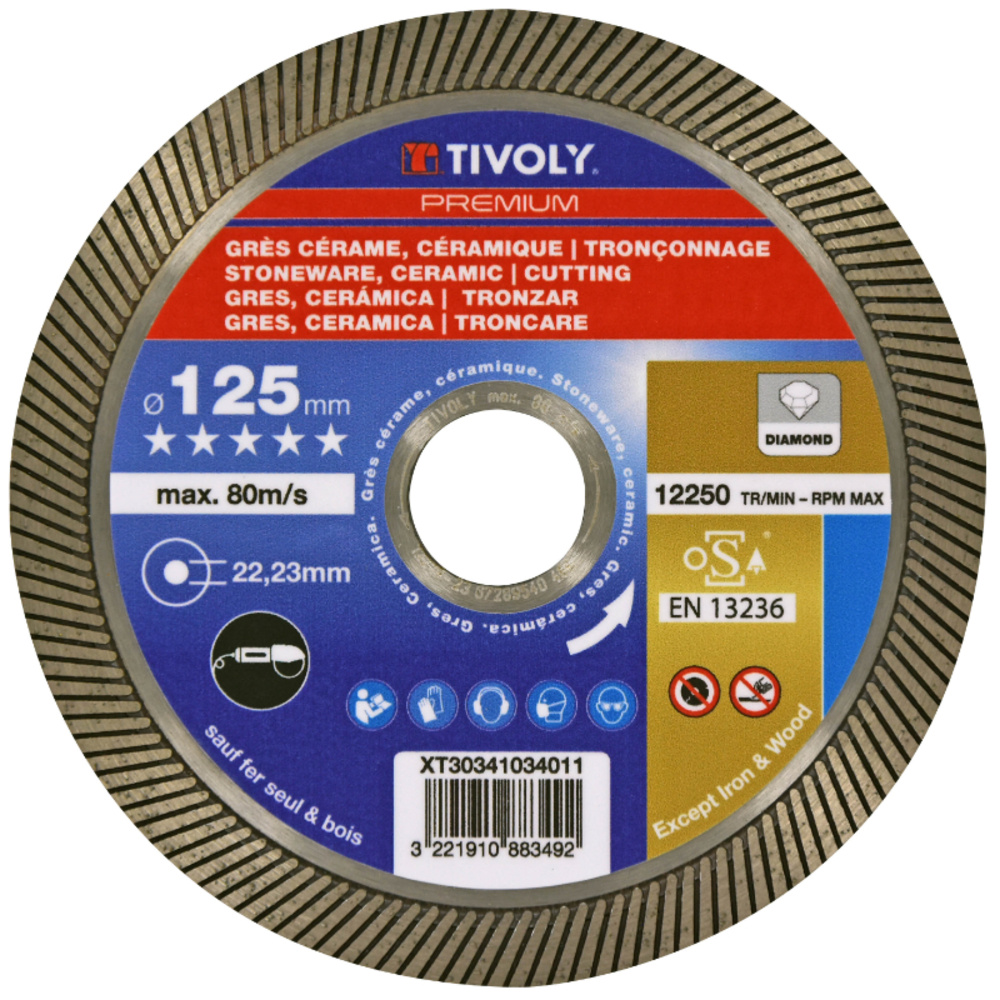 Disque DIAMANT -GRÈS CERAME -Gamme Haute Performance / Ø: 180 / Ep: 2.6 TIVOLY - XT30341034013