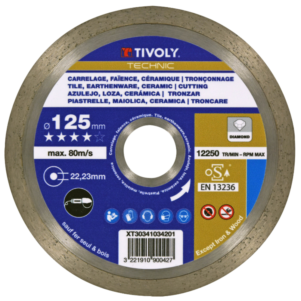 Disque DIAMANT -CARRELAGES -Gamme Best Sellers / Ø: 125 / Ep: 1.5 TIVOLY - XT30341034201