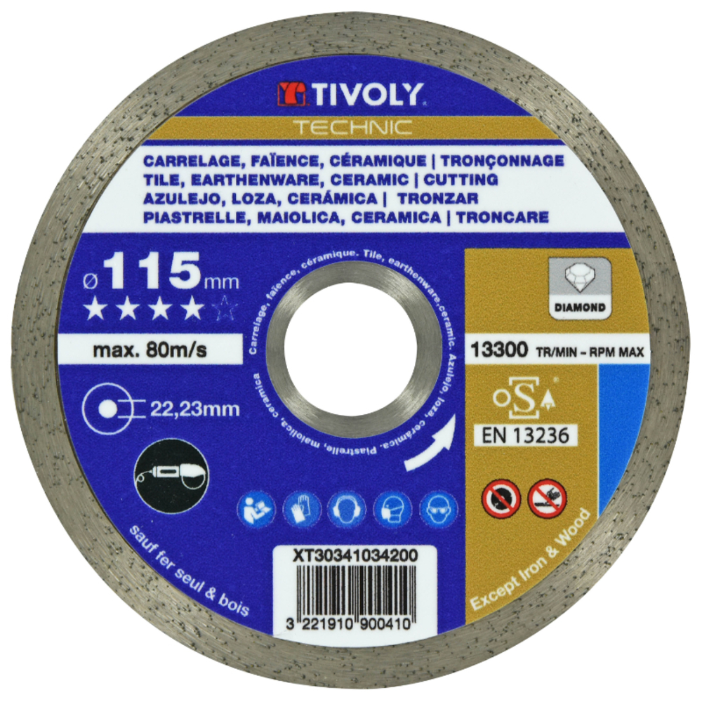 Disque DIAMANT -CARRELAGES -Gamme Best Sellers / Ø: 180 / Ep: 1.6 TIVOLY - XT30341034202