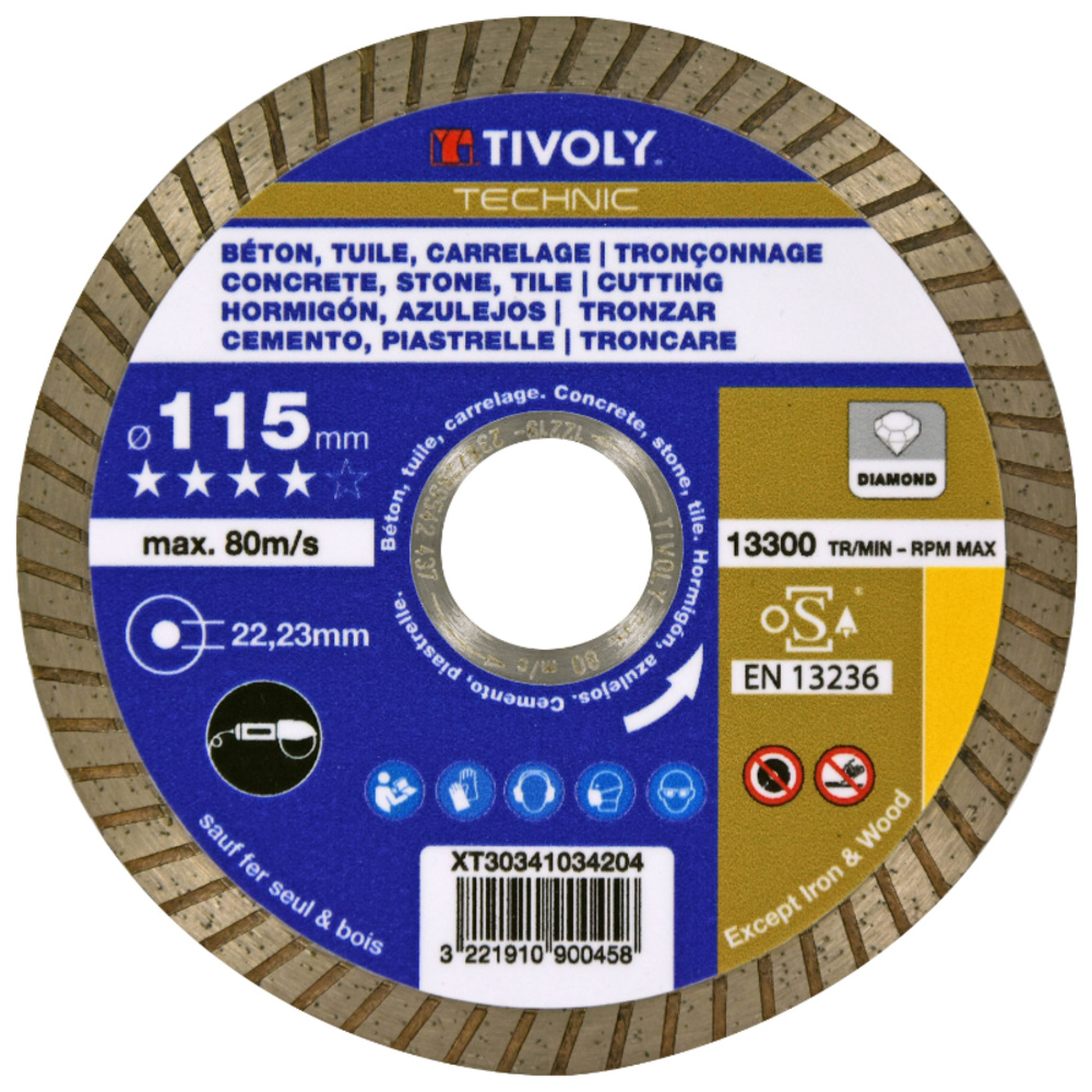 Disque DIAMANT -MULTI MATERIAUX -Gamme Best Sellers / Ø: 115 / Ep: 1.5 TIVOLY - XT30341034204